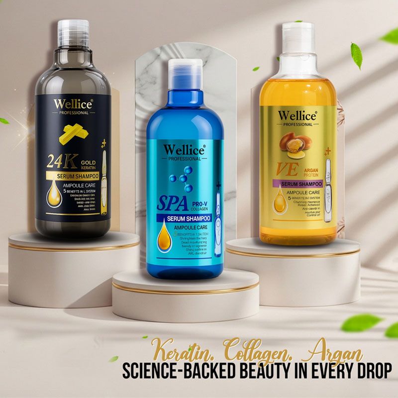 Pack of 3 Original Wellice Keratin Shampoo Kit